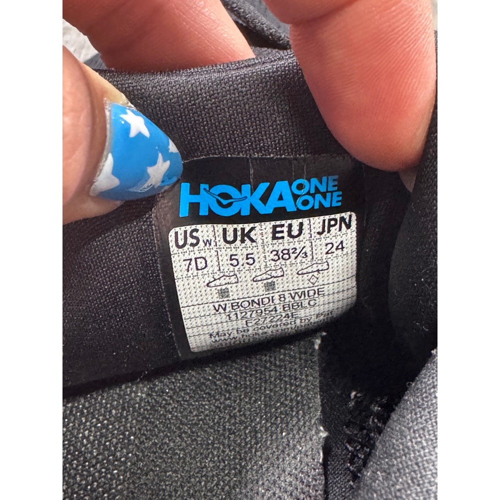 Hoka Bondi 8 Wide Womens 7D Black Running Shoes Sneakers 1127954 BBLC - Picture 4 of 5